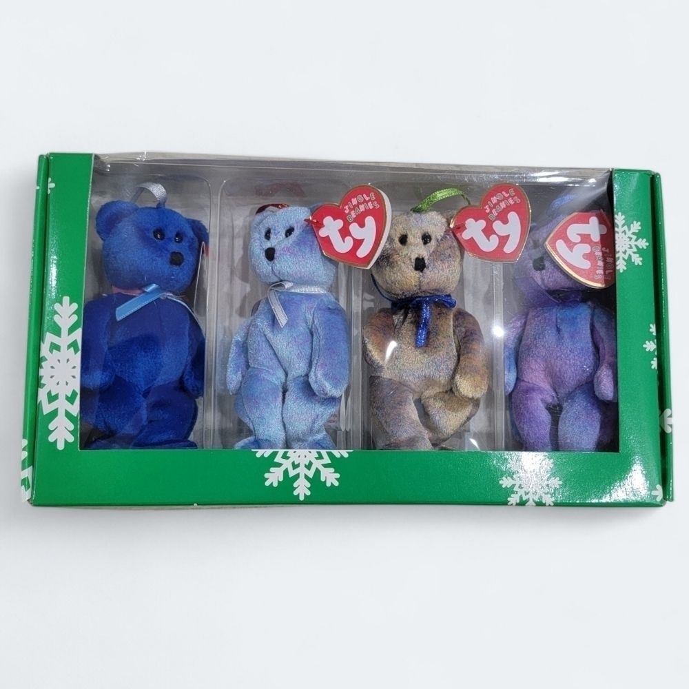 NEW Vintage Ty Beanie Babies The Jingle Beanies Collection Ornament set of 4